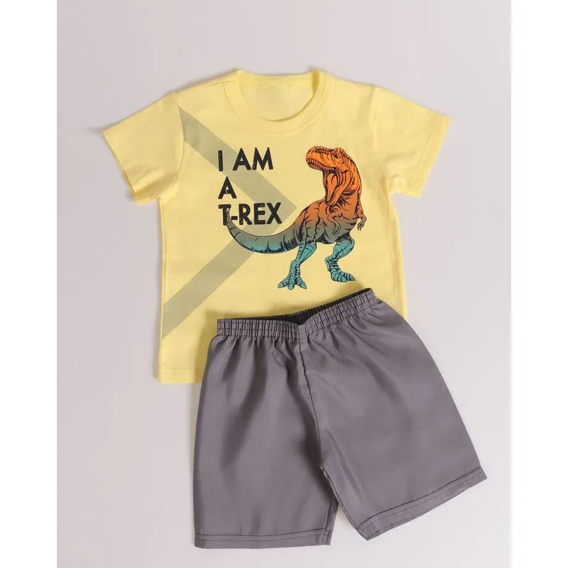 Conjunto Bebê Dinossauro T-rex Amarelo Claro 2