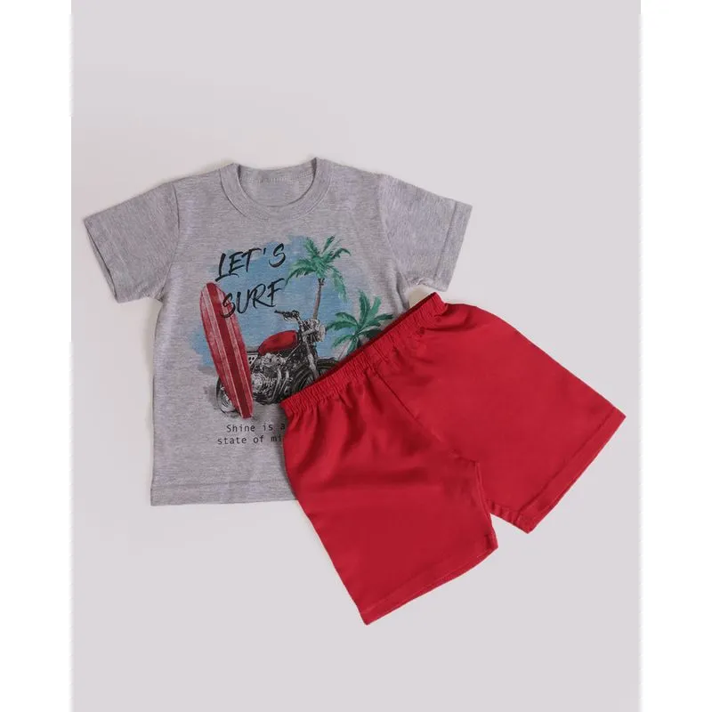 Conjunto Bebê Surf Mescla Cinza 2