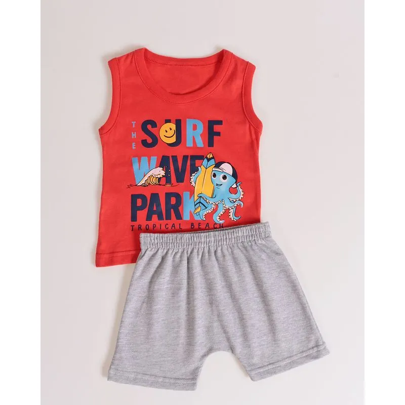 Conjunto Bebê Regata Estampa Lula Laranja G