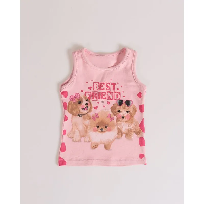 Regata Bebê Estampa Cachorros Rosa G