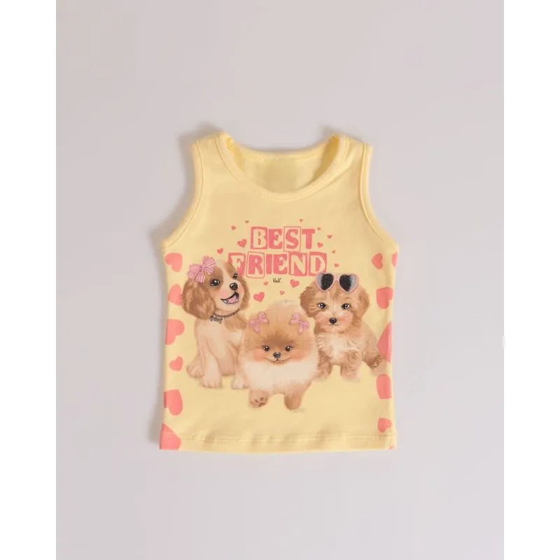 Regata Bebê Cachorrinhos Amarelo Claro P
