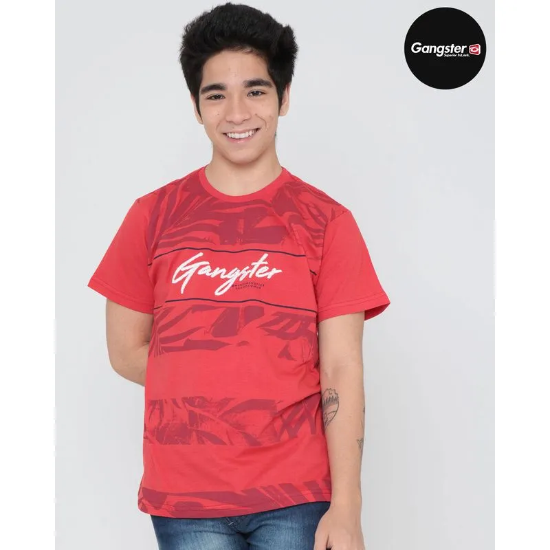 Camiseta Juvenil Gangster Estampada Vermelha 10