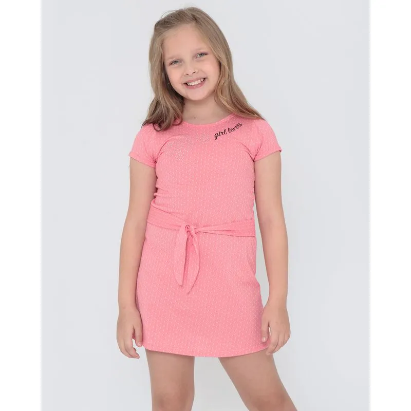 Vestido Infantil Amarração Strass Coral 4