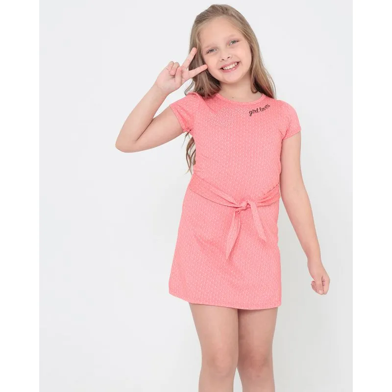 Vestido Infantil Amarração Strass Laranja 10