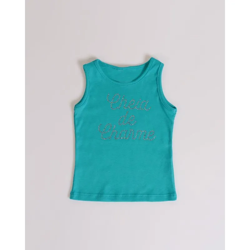 Regata Bebê Estampa Strass Azul Petróleo 2