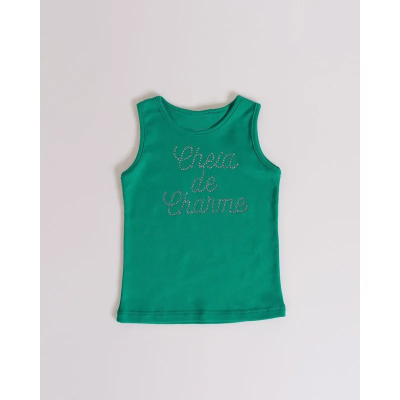 Regata Bebê Estampa Strass Verde Escuro 1