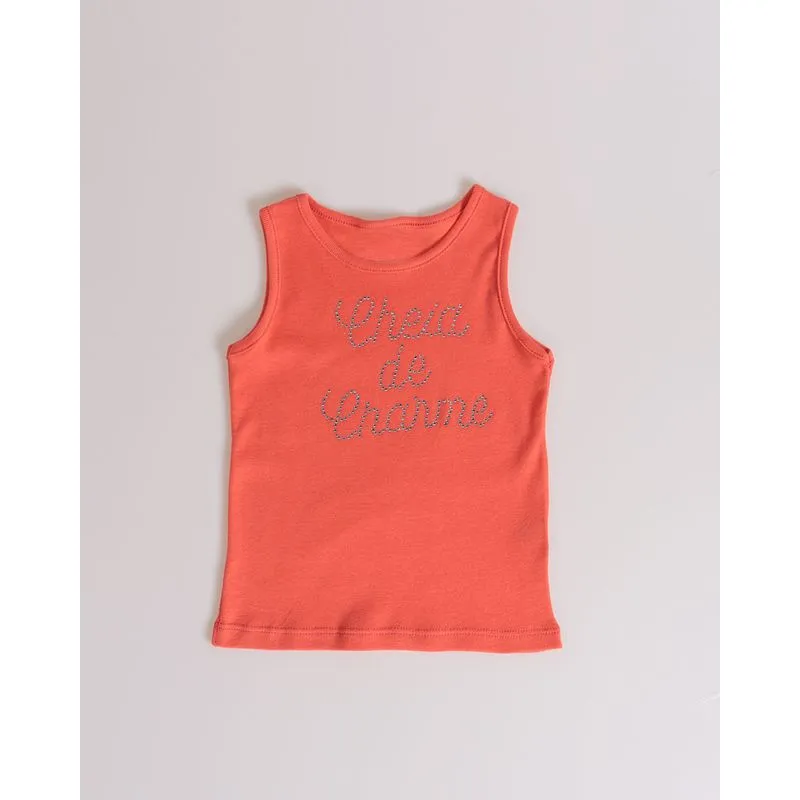 Regata Bebê Estampa Frontal Strass Laranja Escuro 3