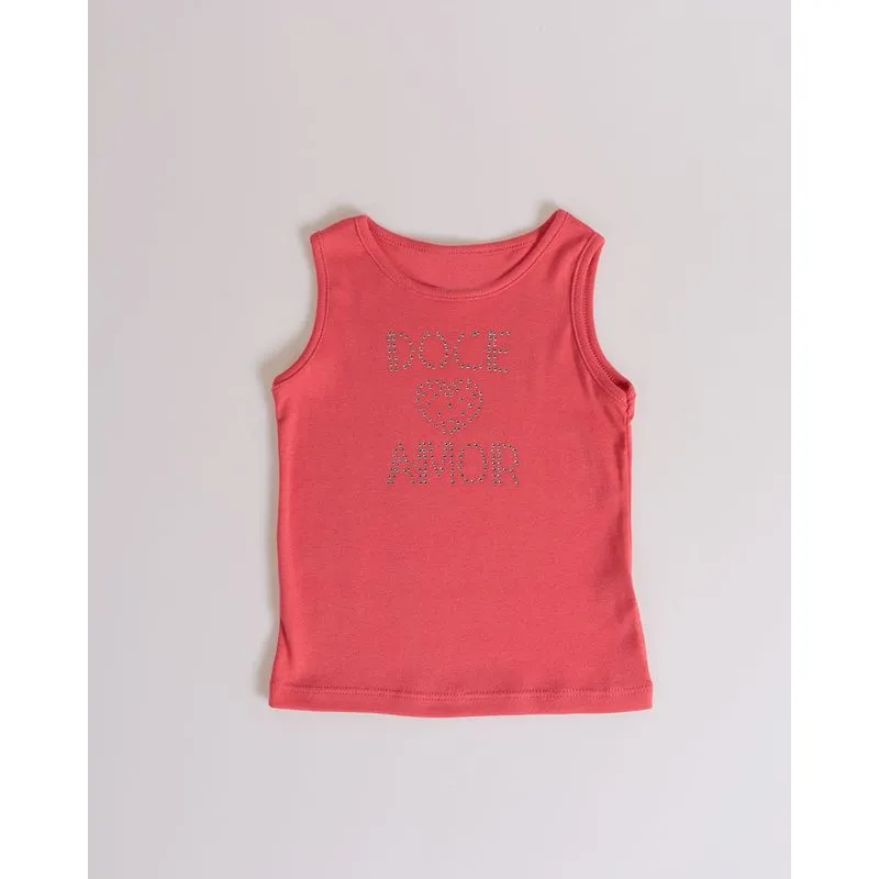 Regata Bebê Estampa Frontal Strass Vermelho 1