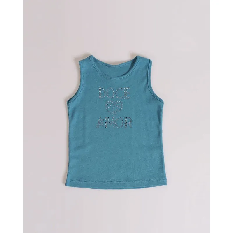 Regata Bebê Estampa Strass Azul Petróleo 2