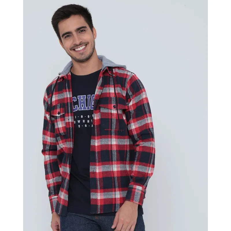 Camisa Masculina Flanelada Xadrez Vermelha P