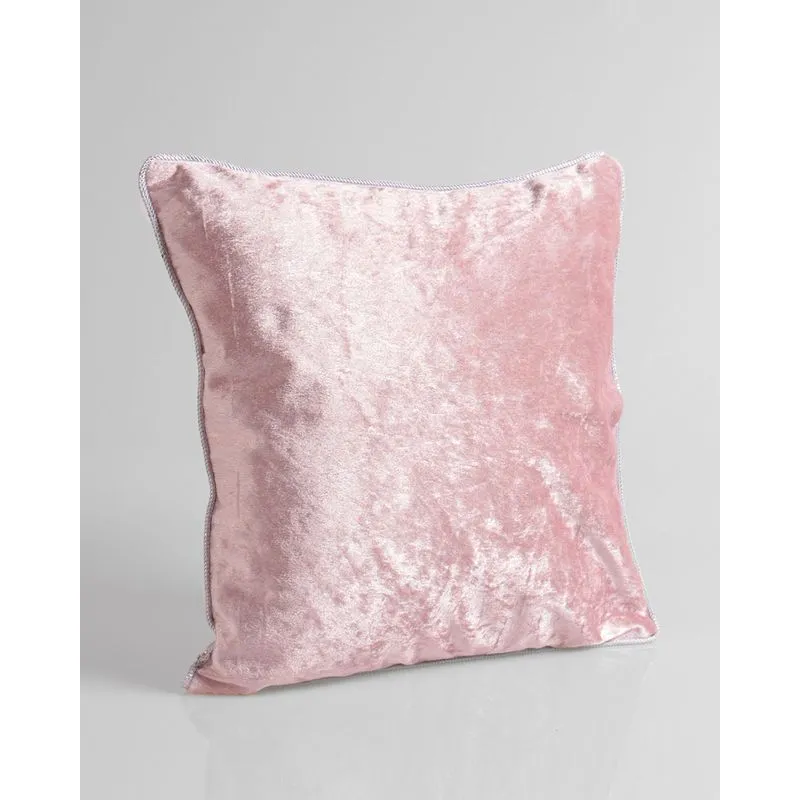Capa de Almofada Aveludada Com Viés 40cm x 40cm Rosa Claro UN