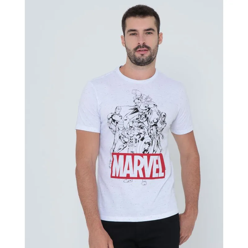 Camiseta Masculina Marvel Estampada Vingadores Branca G