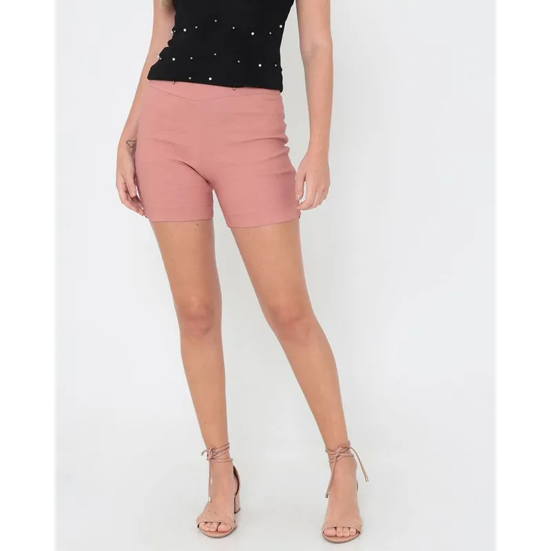 Short Cintura Alta Bengaline Rosa M