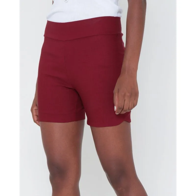 Short Cintura Alta Bengaline Vinho M