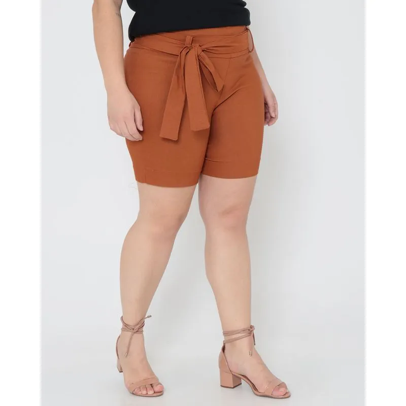 Bermuda Feminina Plus Size Clochard Caramelo G1