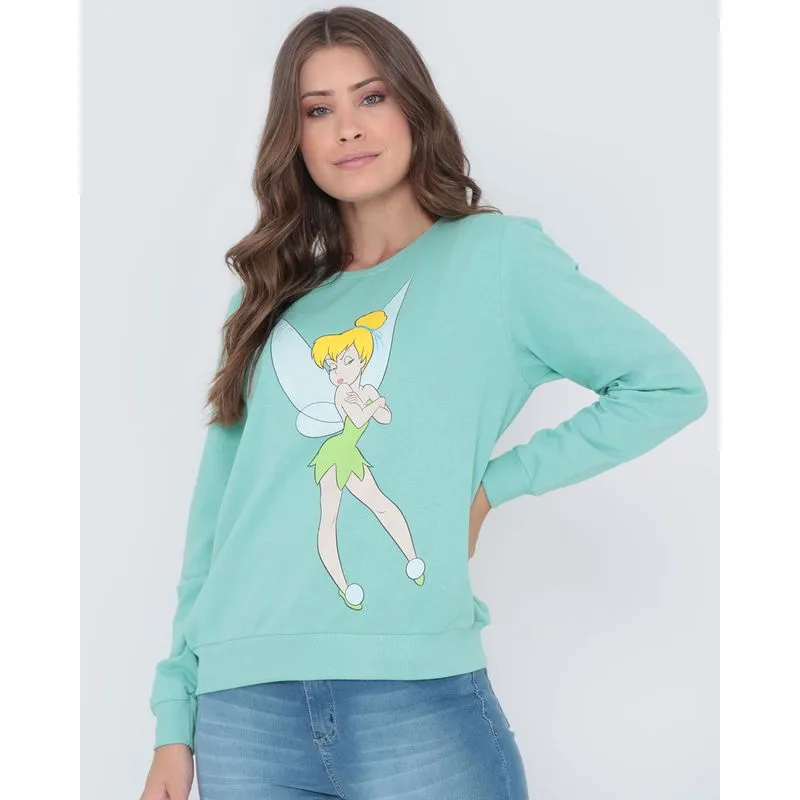 Blusão Feminino Moletom Sininho Disney Verde Claro G