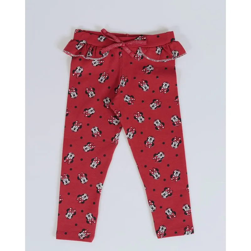 Calça Legging Bebê Estampa Minnie Disney Vermelha 3