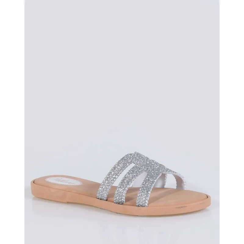 Rasteirinha Feminina Slide Glitter Cinza 38