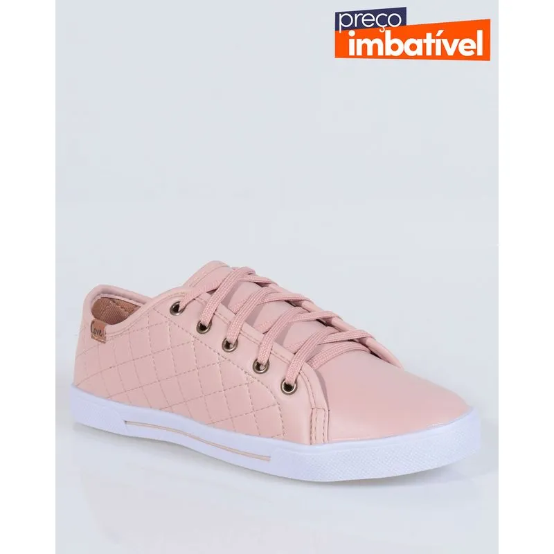 Tênis Feminino Casual Matelassê Rosa Claro 35
