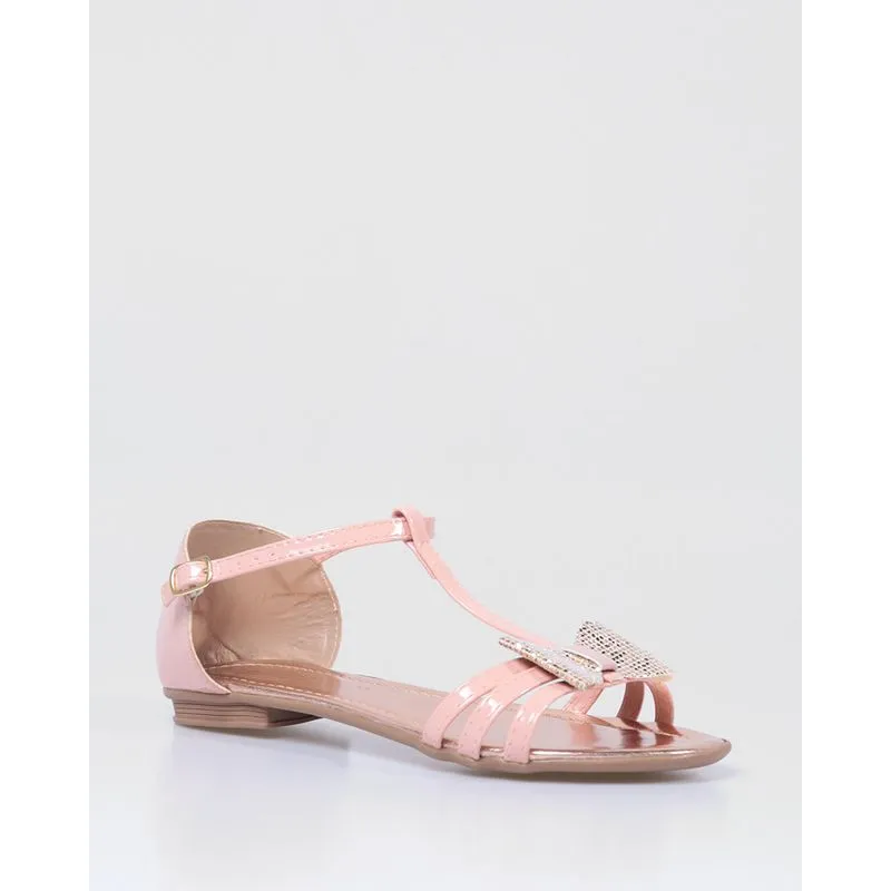 Sandália Infantil Brilho Laço Rosa 34