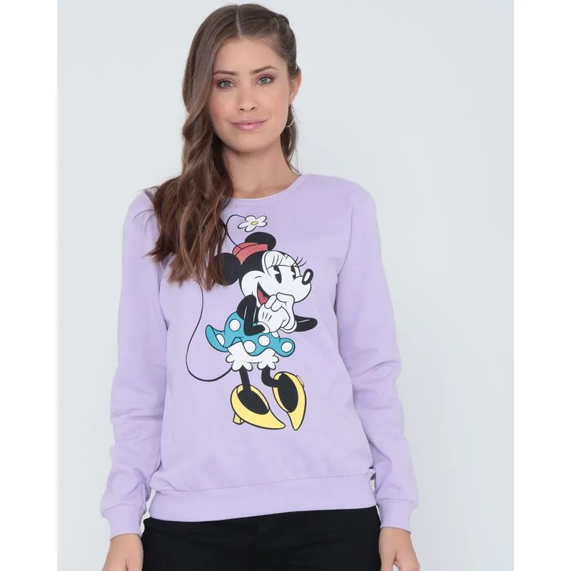 Blusão Moletom Minnie Mouse Disney Lilás M