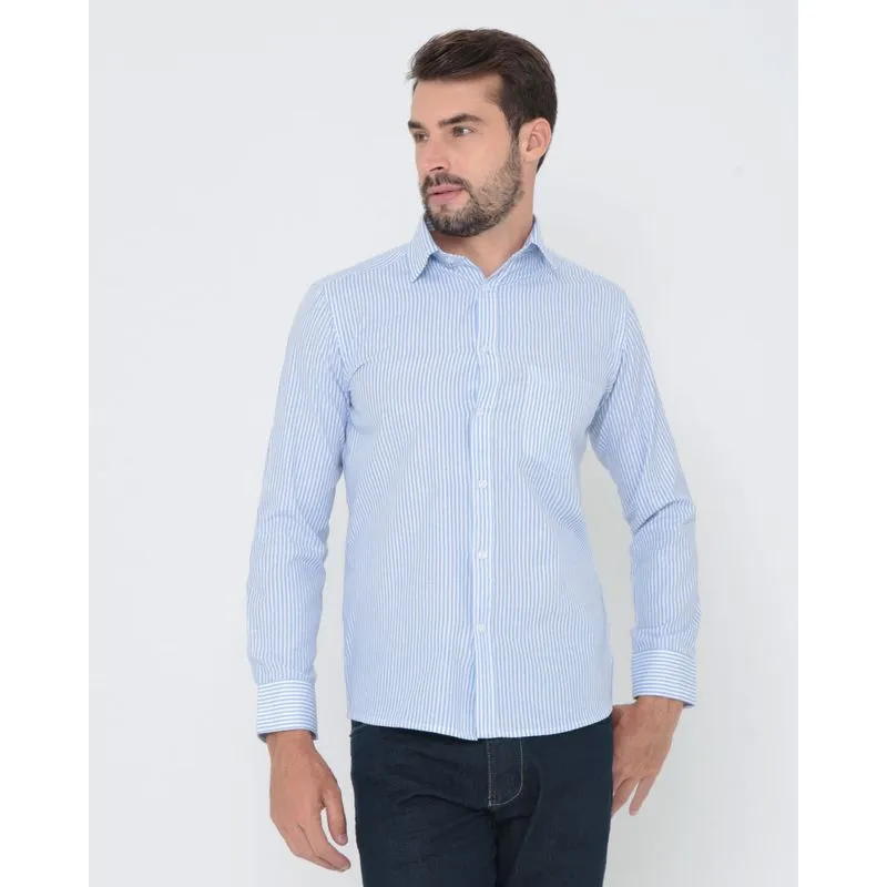 Camisa Social Manga Longa Listrada Azul 3