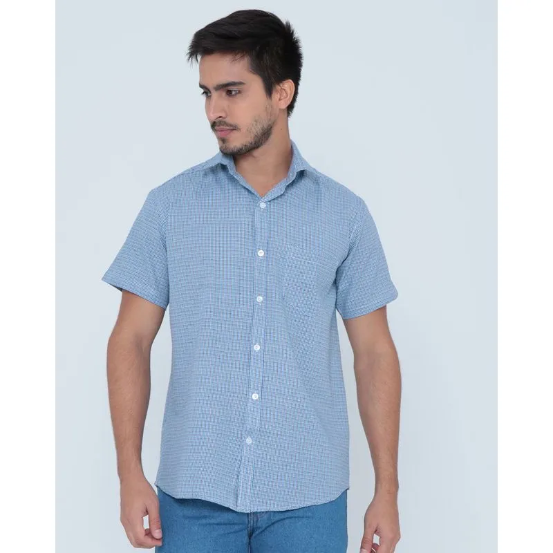 Camisa Masculina Estampa Quadriculada Azul 5