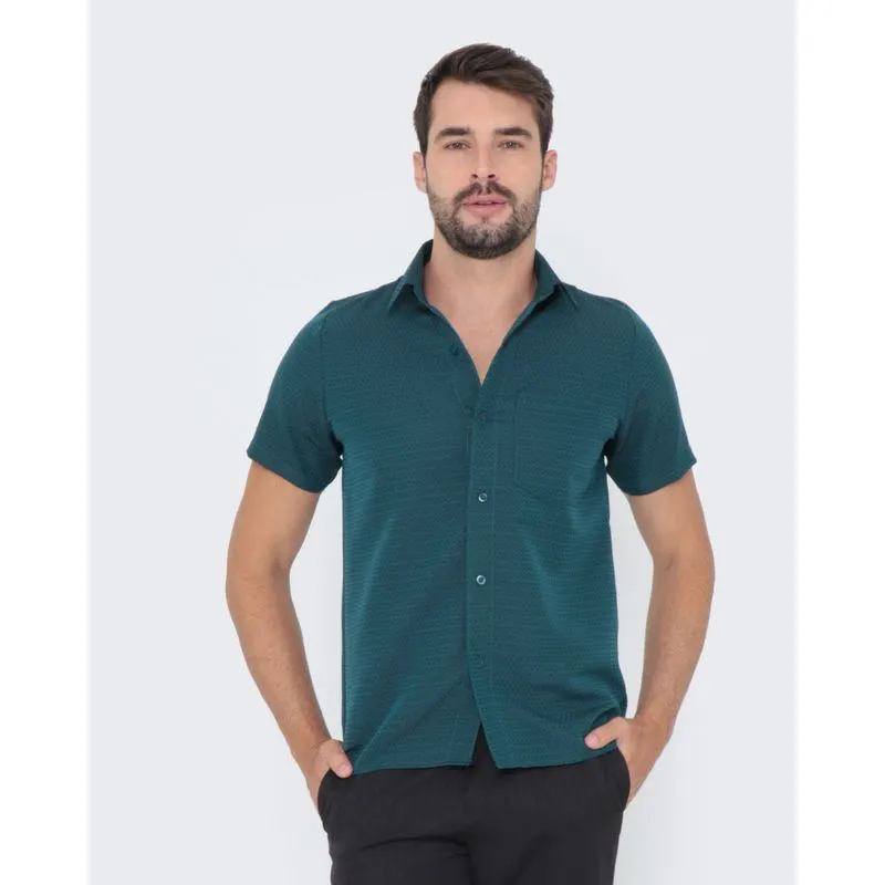 Camisa Masculina Manga Curta Estampada Verde 2