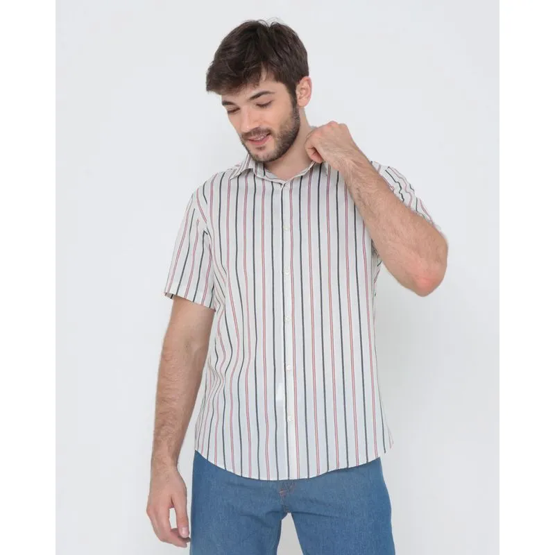 Camisa Masculina Listrada Off White P