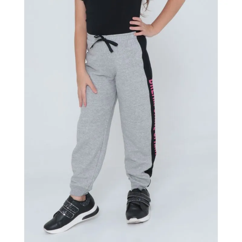 Calça Infantil de Moletom Com Recorte Cinza Claro 8