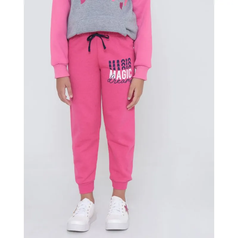 Calça Moletom Infantil Jogger Magic Dreams Rosa 8