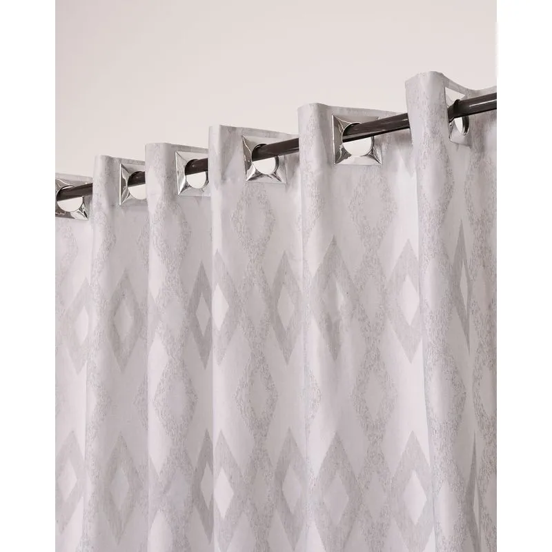 Cortina Rústica Jacquard Varão Até 300cm Cinza Claro UN