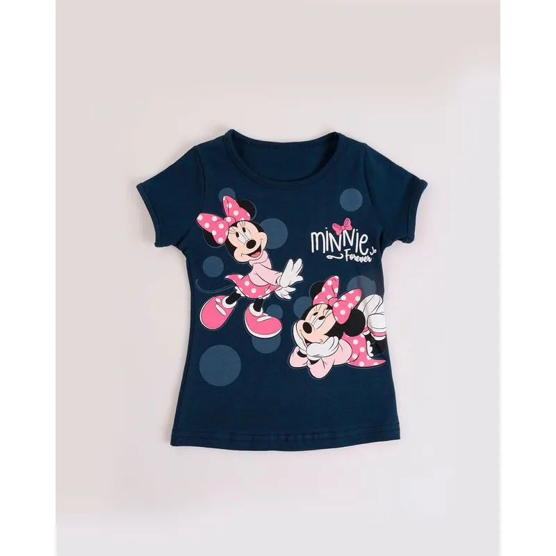 Blusa Bebê Estampa Minnie Disney Azul Marinho 3