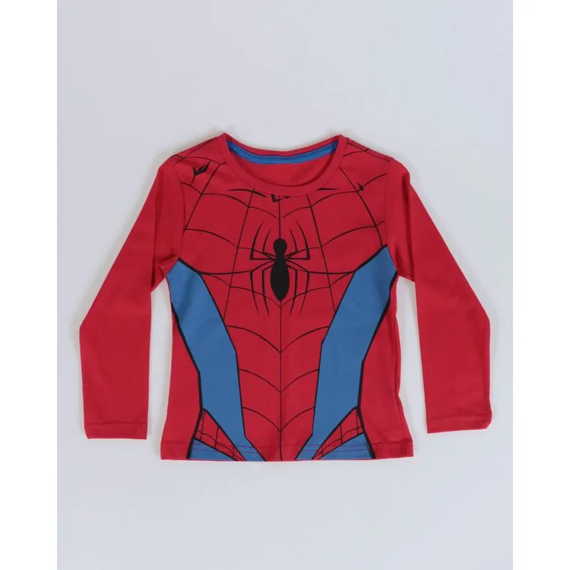 Camiseta Bebê Algodão Manga Longa Homem-Aranha Vermelha 1
