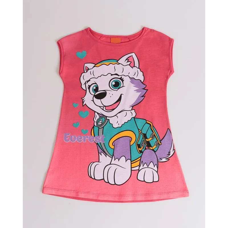 Vestido Bebê Estampa Patrulha Canina Everest Rosa 1