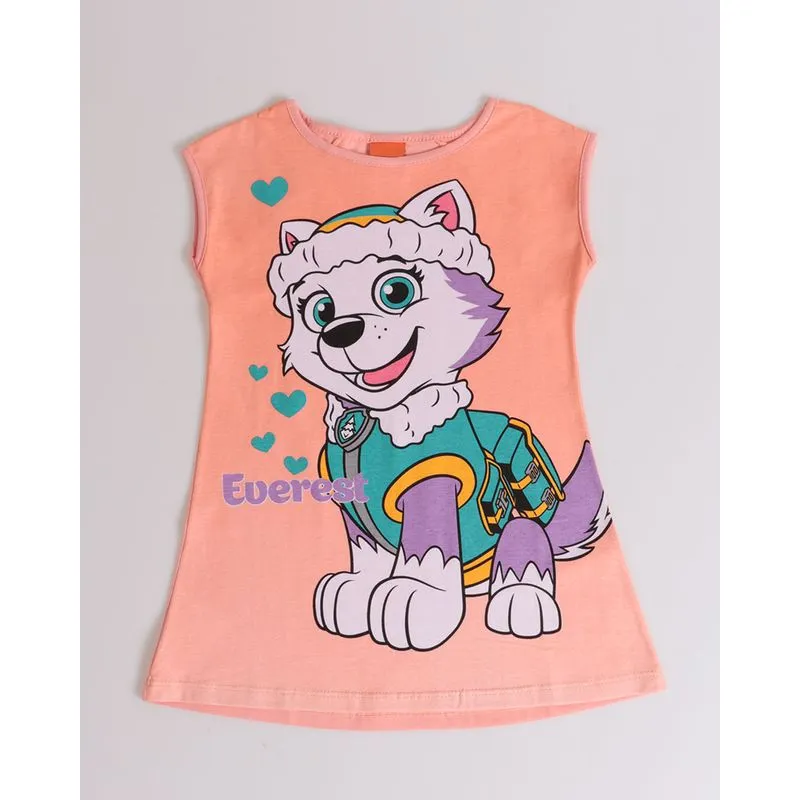 Vestido Bebê Estampa Patrulha Canina Everest Laranja 1