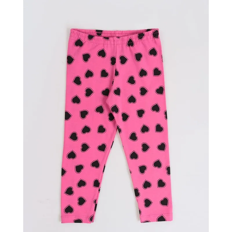 Calça Bebê Legging Estampa Coração Rosa 2
