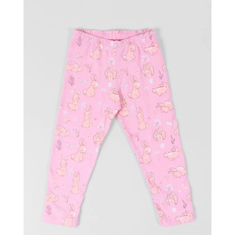 Calça Legging Bebê Coelhos Rosa 1