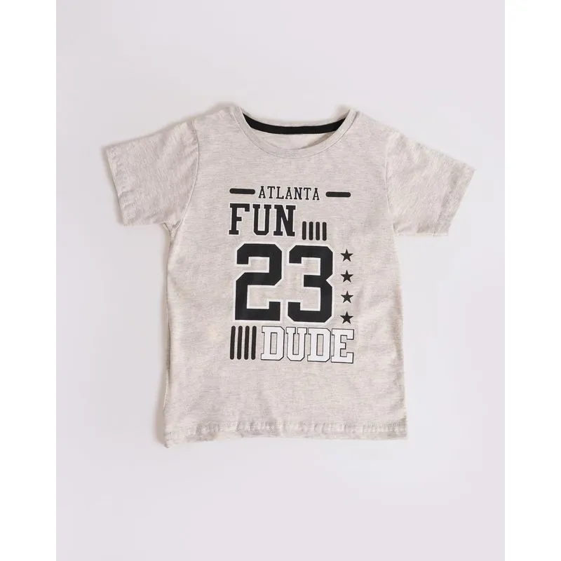 Camiseta Bebê Estampa College Mescla Cinza 3
