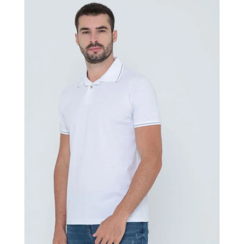 Polo Masculina Textura Branca GG
