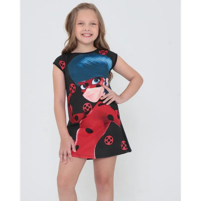 Vestido Infantil Regata Ladybug Preto 8