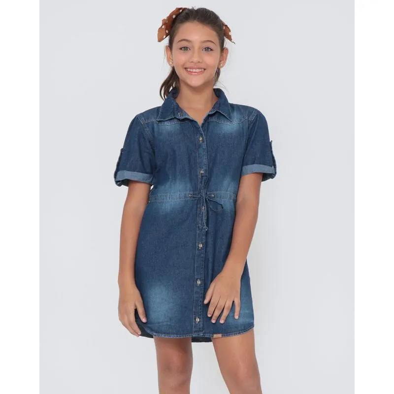 Vestido Jeans Juvenil Chemise Azul Escuro 10