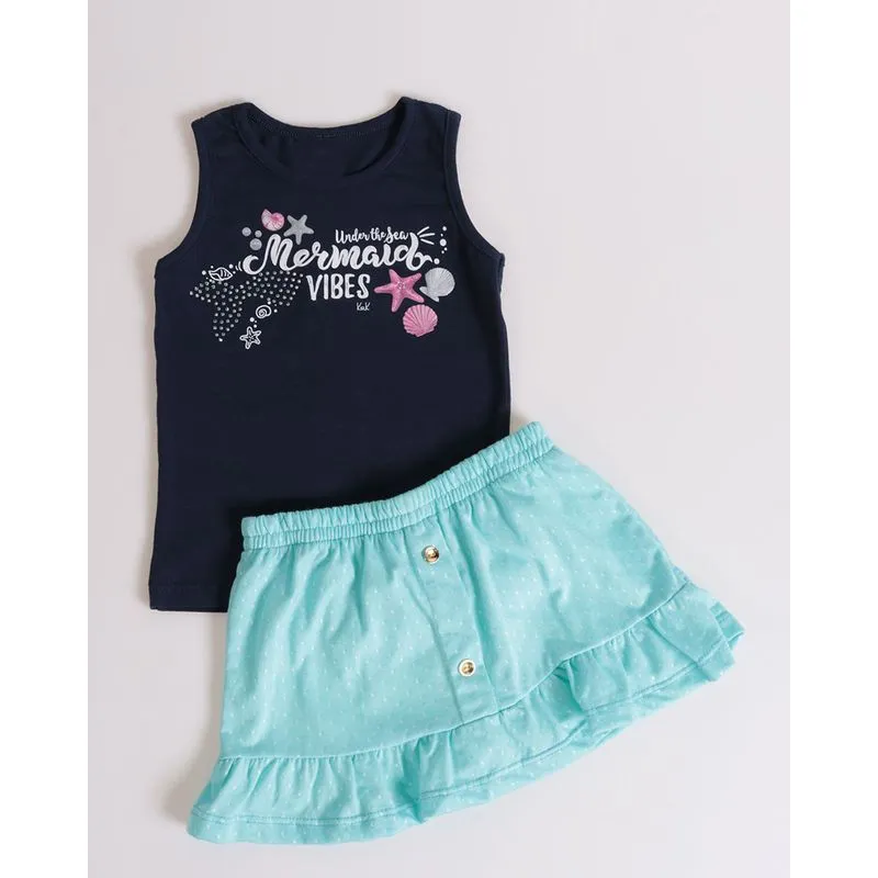 Conjunto Bebê Estampa Babado Azul Marinho 1