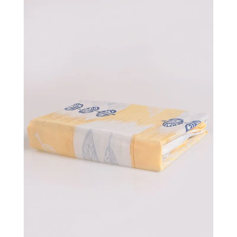 Lençol Com Elástico Solteiro 170 Fios Floral Arte e Cazza Amarelo UN