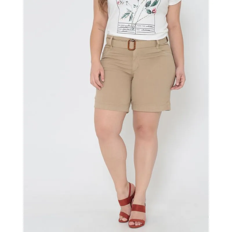 Bermuda Sarja Feminina Plus Size Bege 52
