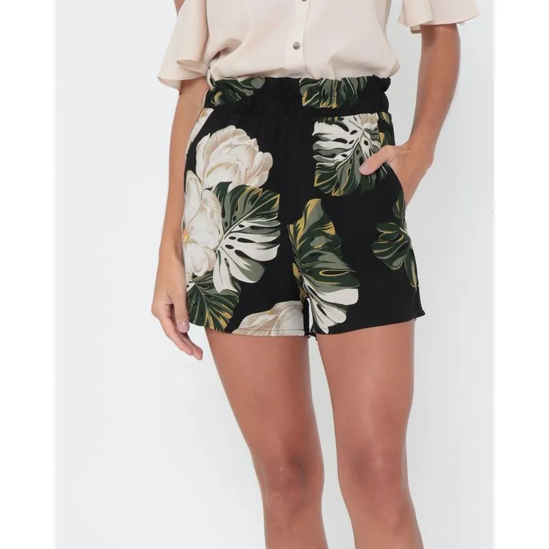 Short Viscose Estampado Floral Preto M