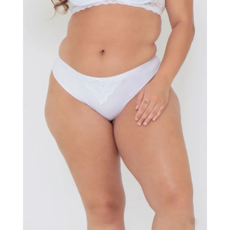 Calcinha Biquíni Plus Size Renda Branca M