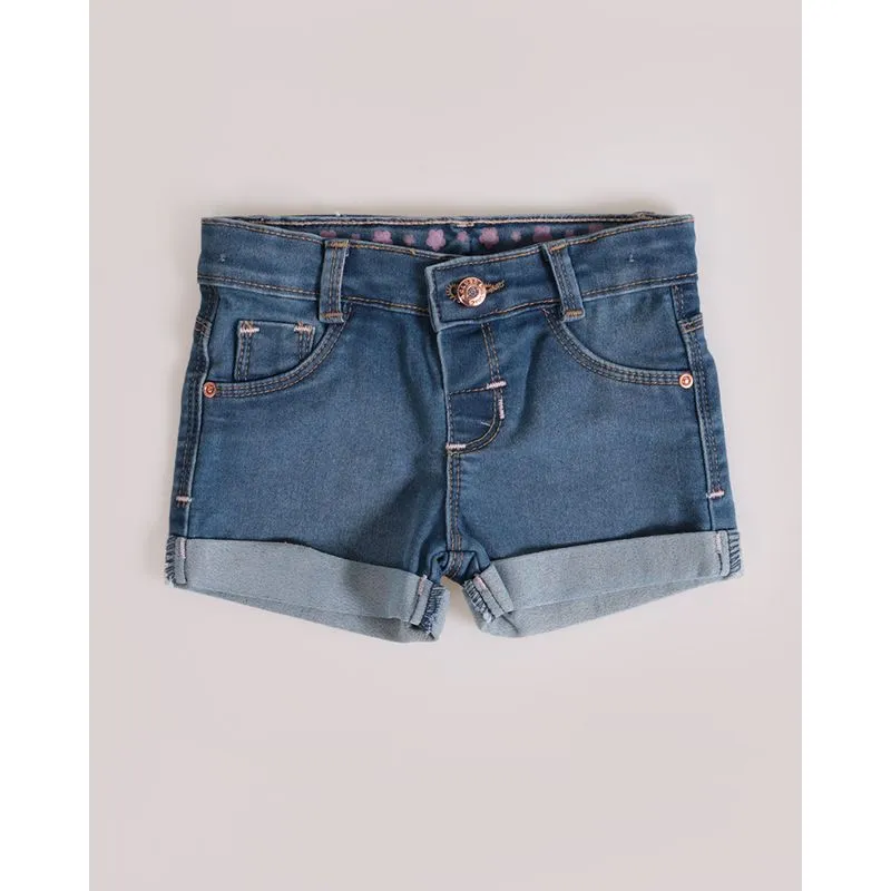 Short Jeans Bebê Com Barra Dobrada Azul M