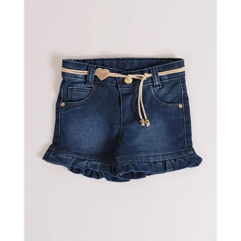 Short Jeans Bebê Cintura Ajustável Azul Marinho G