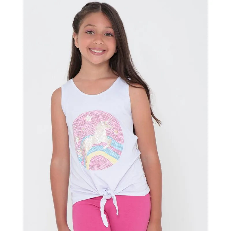 Regata Infantil Amarração Glitter Branca 8